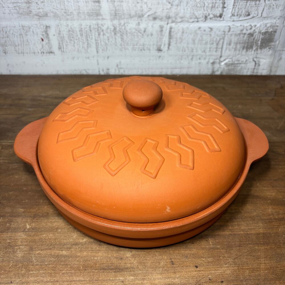 Vintage PIC Terracotta Clay Round Casserole Dish